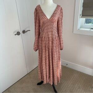 Free People Red Floral Long Sleeve Dress